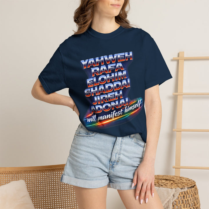 Spiritual Names T-Shirt — "Yahweh Rafa...will manifest himself" Retro Graphic Tee