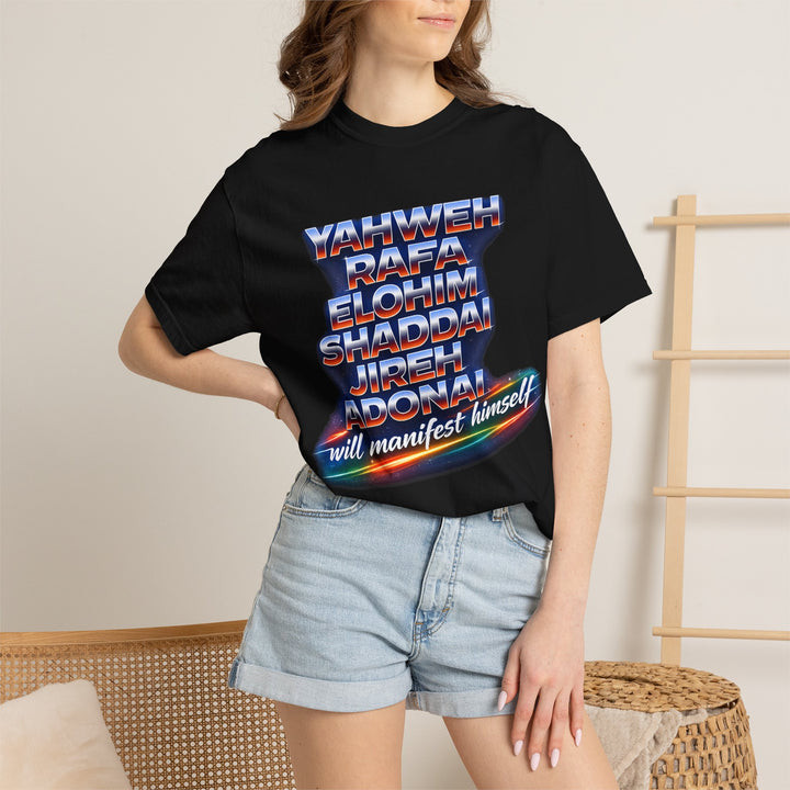 Spiritual Names T-Shirt — "Yahweh Rafa...will manifest himself" Retro Graphic Tee