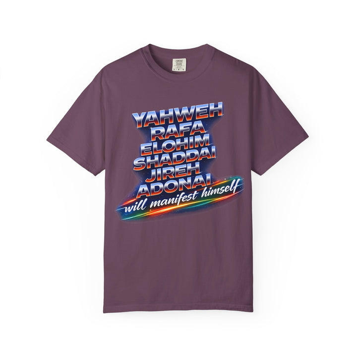 Spiritual Names T-Shirt — "Yahweh Rafa...will manifest himself" Retro Graphic Tee