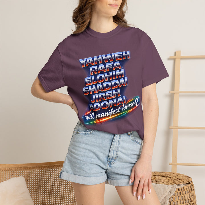 Spiritual Names T-Shirt — "Yahweh Rafa...will manifest himself" Retro Graphic Tee