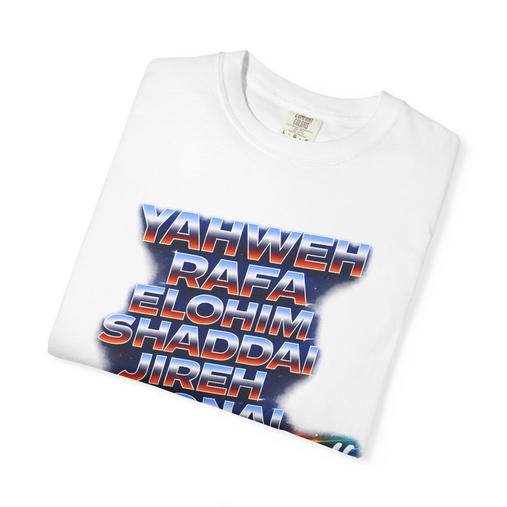Spiritual Names T-Shirt — "Yahweh Rafa...will manifest himself" Retro Graphic Tee