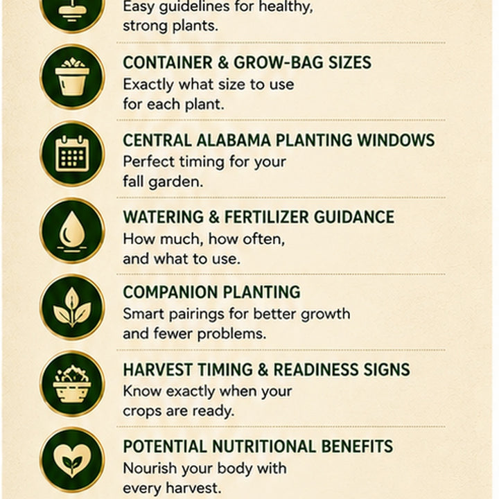 Central Alabama Fall Patio Garden Guide | Seed-to-Harvest & Wellness Edition